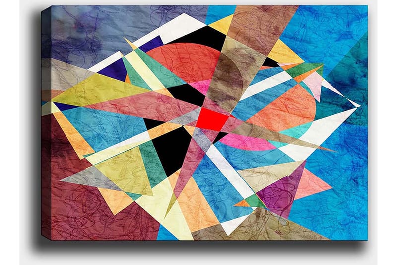 Canvastavla 70x100 cm - Abstrakt komposition med geometriska former i livliga färger - Blå / Röd / Svart - Inredning - Tavlor & konst - Canvastavlor