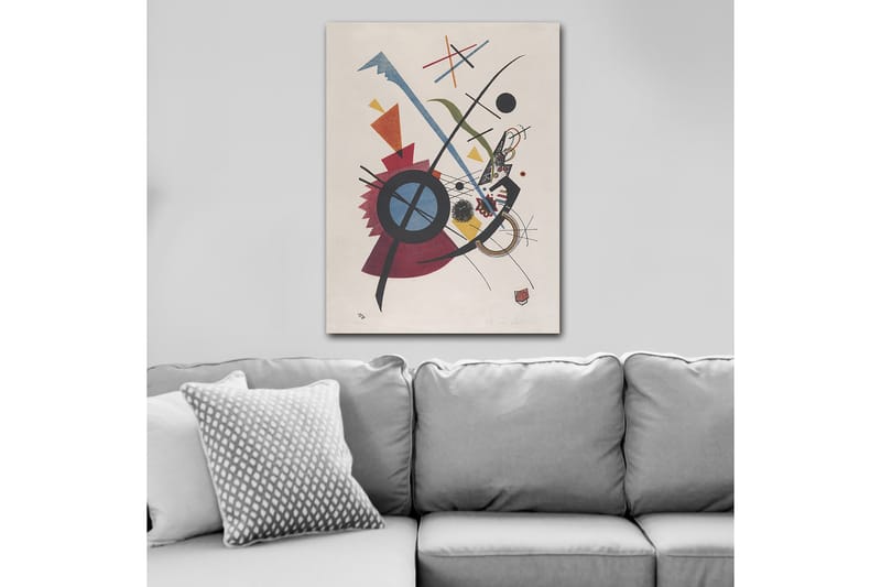 Canvastavla 70x100 cm - Abstrakt komposition med geometriska former och dynamiska linjer - Röd / Blå / Svart - Inredning - Tavlor & konst - Canvastavlor