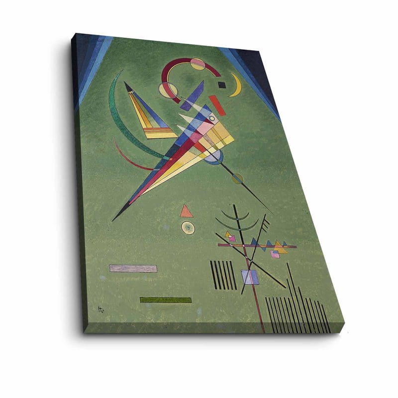 Canvastavla 70x100 cm - Abstrakt komposition med geometriska former och färgglada linjer - Grön / Blå / Röd - Inredning - Tavlor & konst - Canvastavlor