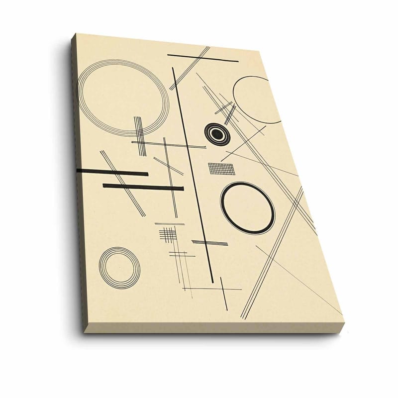 Canvastavla 70x100 cm - Abstrakt komposition med geometriska former och linjer - Beige / Svart - Inredning - Tavlor & konst - Canvastavlor