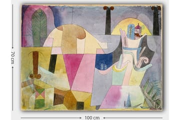 Canvastavla 70x100 cm - Abstrakt komposition med geometriska former och mjuka färger som skapar en drömlik atmosfär - Rosa / Gul / Grön - Inredning - Tavlor & konst - Canvastavlor