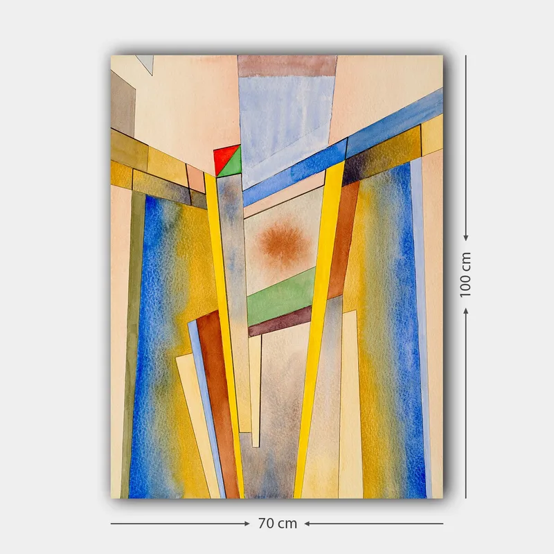 Canvastavla 70x100 cm - Abstrakt komposition med geometriska former och starka färger - Gul / Blå / Röd - Inredning - Tavlor & konst - Canvastavlor