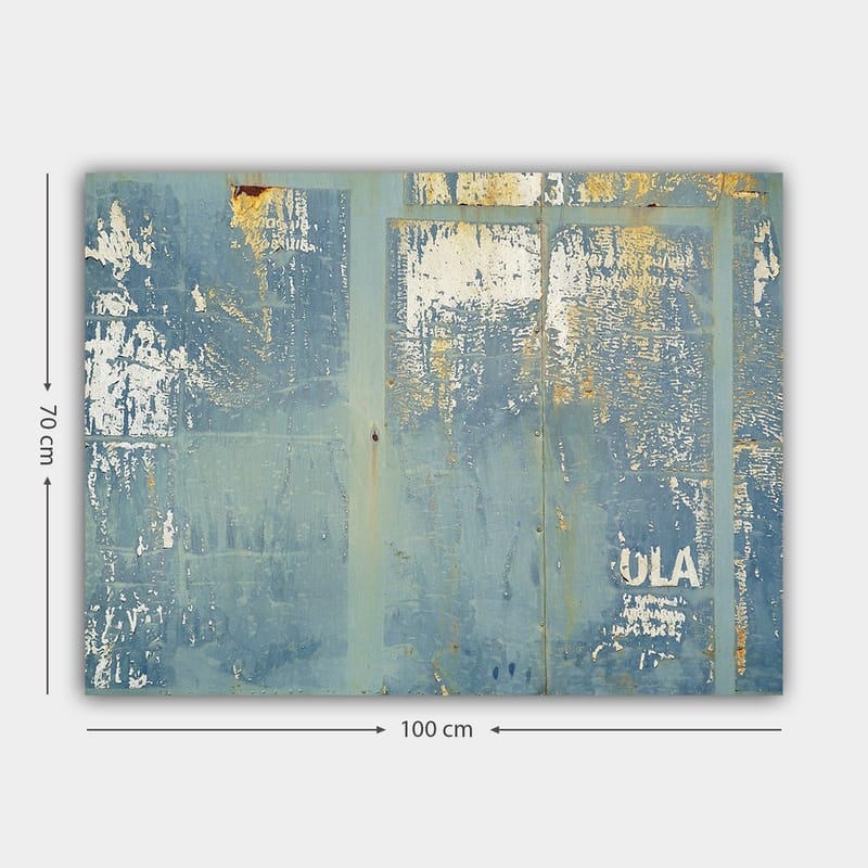 Canvastavla 70x100 cm - Abstrakt komposition med inslag av blå nyanser och textur - Blå / Vit / Guld - Inredning - Tavlor & konst - Canvastavlor