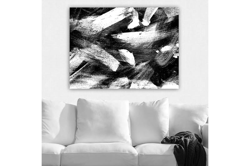 Canvastavla 70x100 cm - Abstrakt komposition med kraftfulla svarta och vita penseldrag - Svart / Vit - Inredning - Tavlor & konst - Canvastavlor