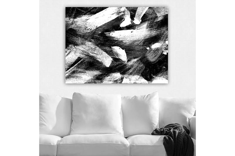 Canvastavla 70x100 cm - Abstrakt komposition med kraftfulla svarta och vita penseldrag - Svart / Vit - Inredning - Tavlor & konst - Canvastavlor