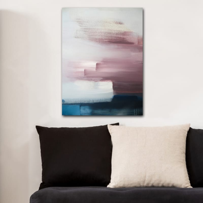 Canvastavla 70x100 cm - Abstrakt komposition med mjuka färgövergångar i rosa och blå nyanser - Rosa / Blå / Vit - Inredning - Tavlor & konst - Canvastavlor