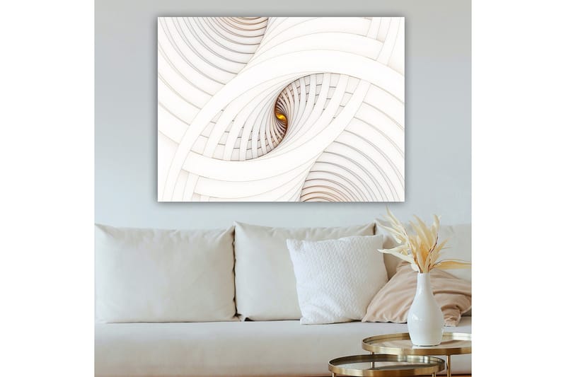 Canvastavla 70x100 cm - Abstrakt komposition med spiraler som skapar en illusion av djup och rörelse - Vit / Beige / Guld - Inredning - Tavlor & konst - Canvastavlor