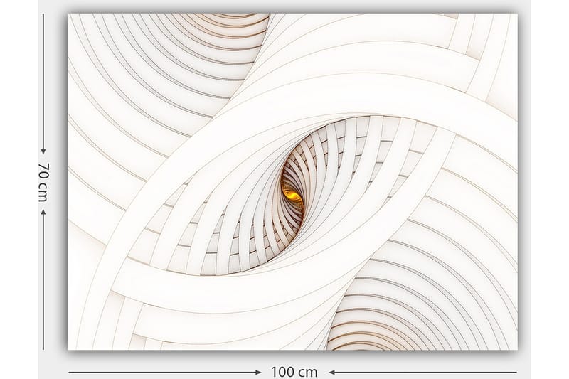 Canvastavla 70x100 cm - Abstrakt komposition med spiraler som skapar en illusion av djup och rörelse - Vit / Beige / Guld - Inredning - Tavlor & konst - Canvastavlor