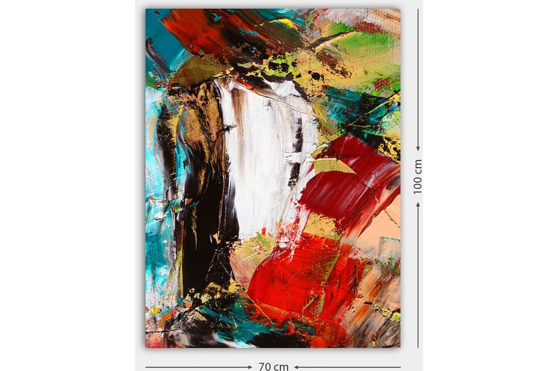 Canvastavla 70x100 cm - Abstrakt komposition med starka färger och dynamiska former - Röd / Svart / Grön - Inredning - Tavlor & konst - Canvastavlor