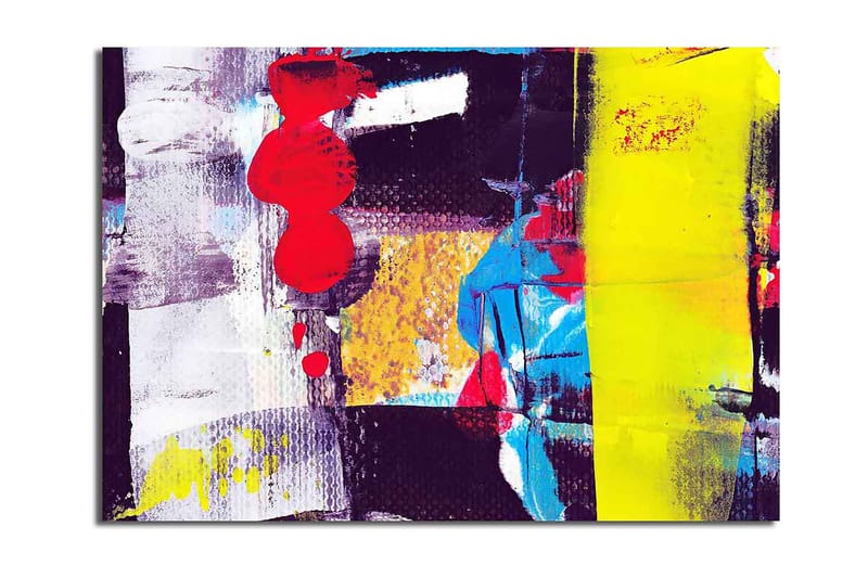 Canvastavla 70x100 cm - Abstrakt komposition med starka färger och geometriska former - Röd / Gul / Blå - Inredning - Tavlor & konst - Canvastavlor