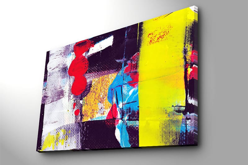 Canvastavla 70x100 cm - Abstrakt komposition med starka färger och geometriska former - Röd / Gul / Blå - Inredning - Tavlor & konst - Canvastavlor