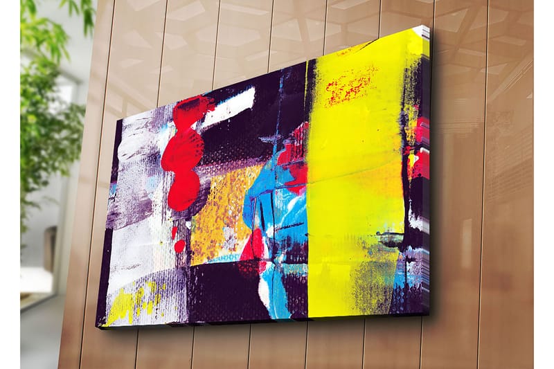 Canvastavla 70x100 cm - Abstrakt komposition med starka färger och geometriska former - Röd / Gul / Blå - Inredning - Tavlor & konst - Canvastavlor