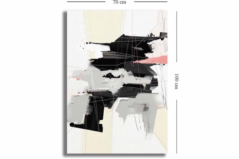 Canvastavla 70x100 cm - Abstrakt komposition med svarta och gråa former som skapar en dynamisk rörelse - Svart / Grå / Beige - Inredning - Tavlor & konst - Canvastavlor
