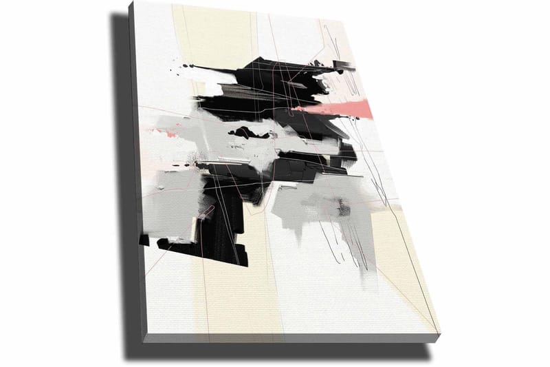 Canvastavla 70x100 cm - Abstrakt komposition med svarta och gråa former som skapar en dynamisk rörelse - Svart / Grå / Beige - Inredning - Tavlor & konst - Canvastavlor