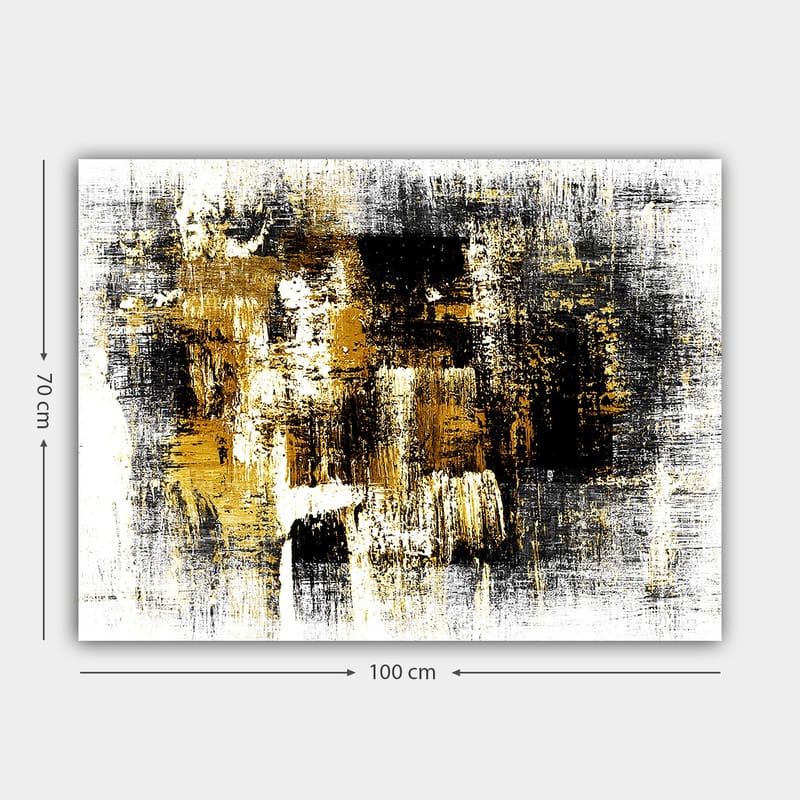Canvastavla 70x100 cm - Abstrakt konst med inslag av guld och svart - Guld / Svart / Vitt - Inredning - Tavlor & konst - Canvastavlor