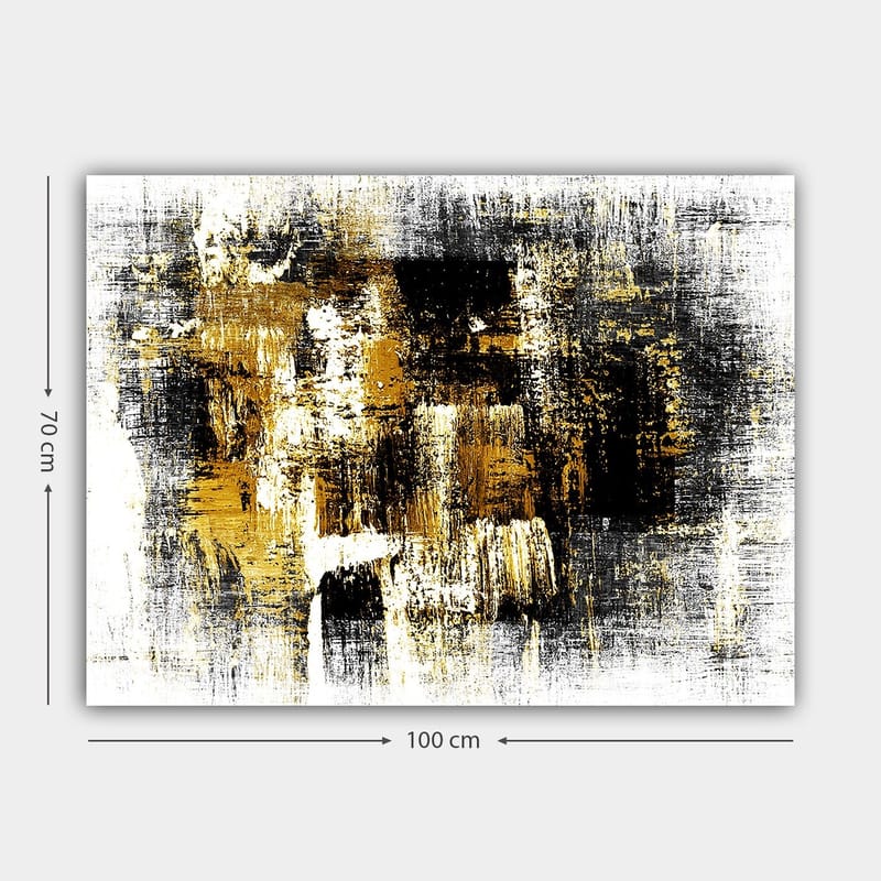 Canvastavla 70x100 cm - Abstrakt konst med inslag av guld och svart - Guld / Svart / Vitt - Inredning - Tavlor & konst - Canvastavlor