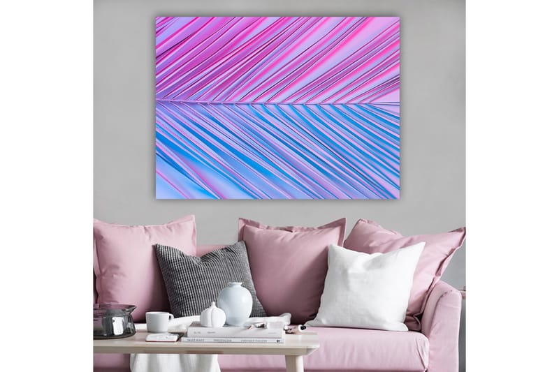 Canvastavla 70x100 cm - Abstrakt konstverk med diagonala linjer i rosa och blå toner - Rosa / Blå - Inredning - Tavlor & konst - Canvastavlor