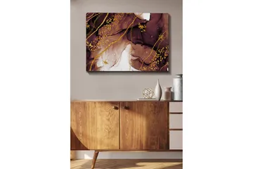 Canvastavla 70x100 cm - Abstrakt konstverk med flödande former och guldinslag - Mörkbrun / Guld / Beige - Inredning - Tavlor & konst - Canvastavlor