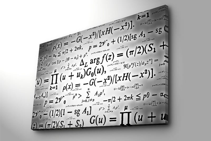 Canvastavla 70x100 cm - Abstrakt konstverk med matematiska formler och symboler i svart och vitt - Svart / Vitt - Inredning - Tavlor & konst - Canvastavlor