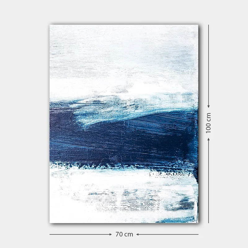 Canvastavla 70x100 cm - Abstrakt landskap med blå och vita nyanser som skapar en känsla av djup och rörelse - Mörkblå / Ljusblå / Vit - Inredning - Tavlor & konst - Canvastavlor