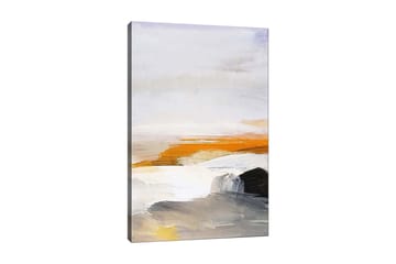Canvastavla 70x100 cm - Abstrakt landskap med inslag av hav och klippor - Orange / Grå / Vit - Inredning - Tavlor & konst - Canvastavlor