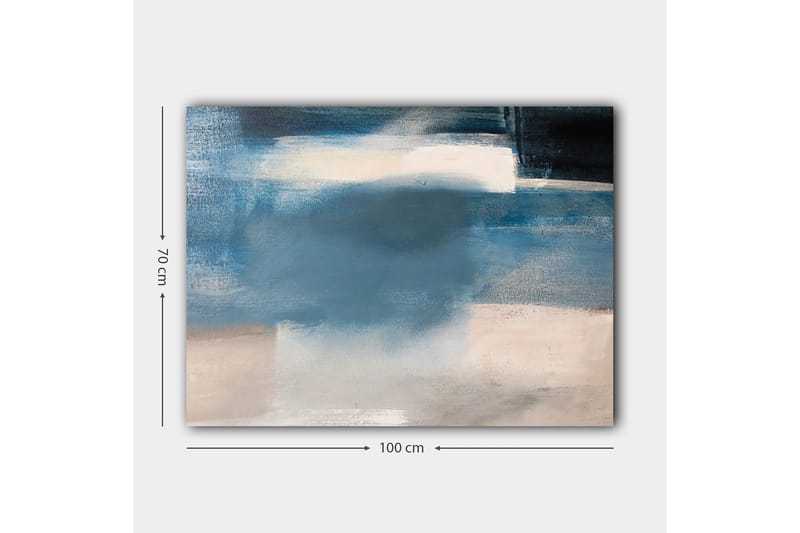 Canvastavla 70x100 cm - Abstrakt landskap med mjuka blå nyanser och ljusa inslag - Mörkblå / Ljusblå / Vit - Inredning - Tavlor & konst - Canvastavlor