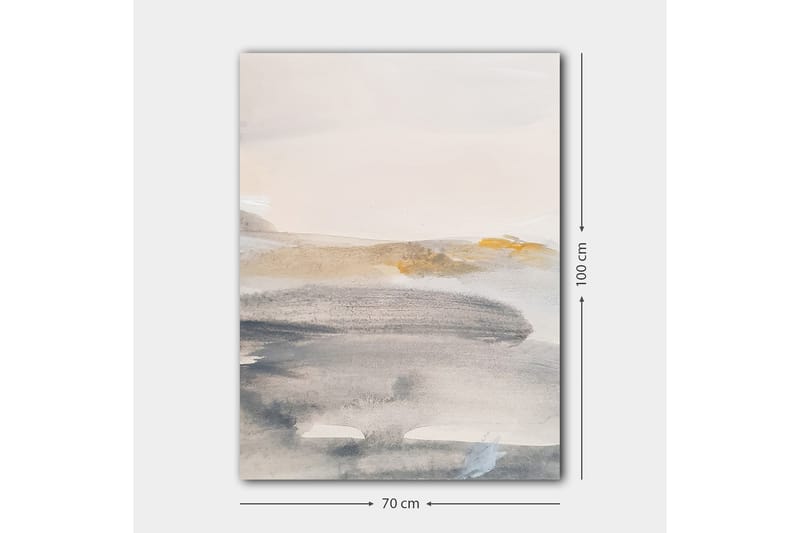 Canvastavla 70x100 cm - Abstrakt landskap med mjuka färgövergångar - Grå / Beige / Ljusblå - Inredning - Tavlor & konst - Canvastavlor