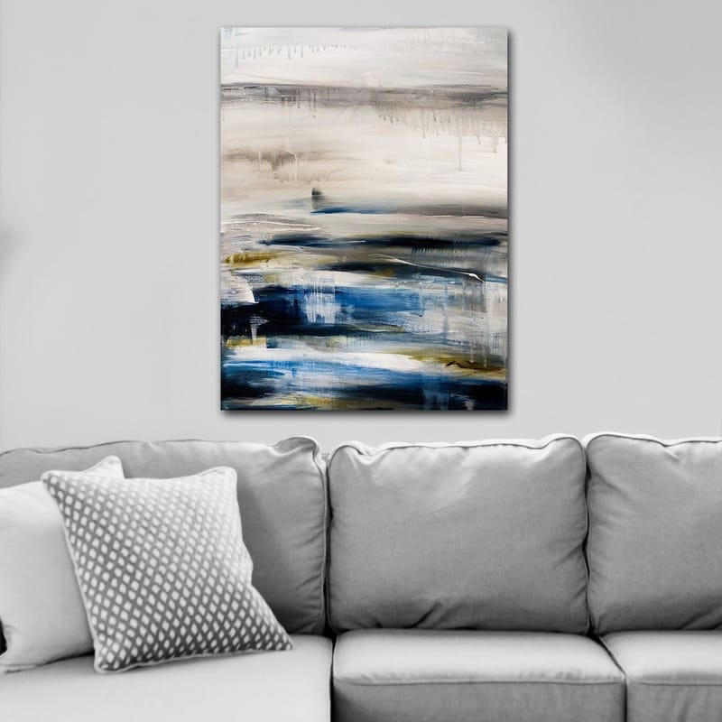 Canvastavla 70x100 cm - Abstrakt landskap med mjuka färgövergångar i blått och grått - Blå / Grå / Beige - Inredning - Tavlor & konst - Canvastavlor