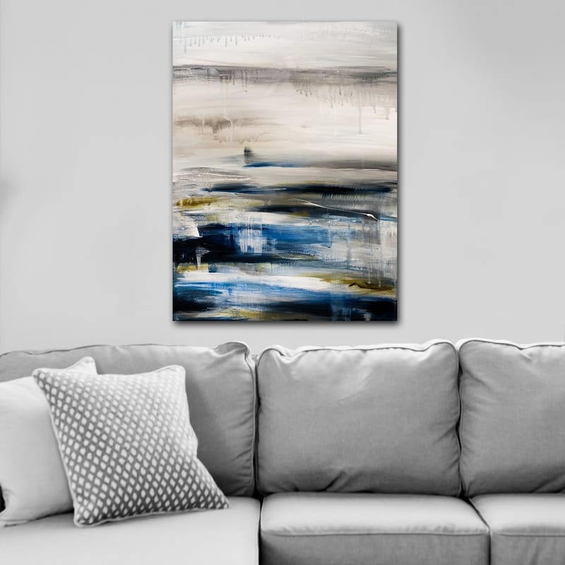 Canvastavla 70x100 cm - Abstrakt landskap med mjuka färgövergångar i blått och grått - Blå / Grå / Beige - Inredning - Tavlor & konst - Canvastavlor