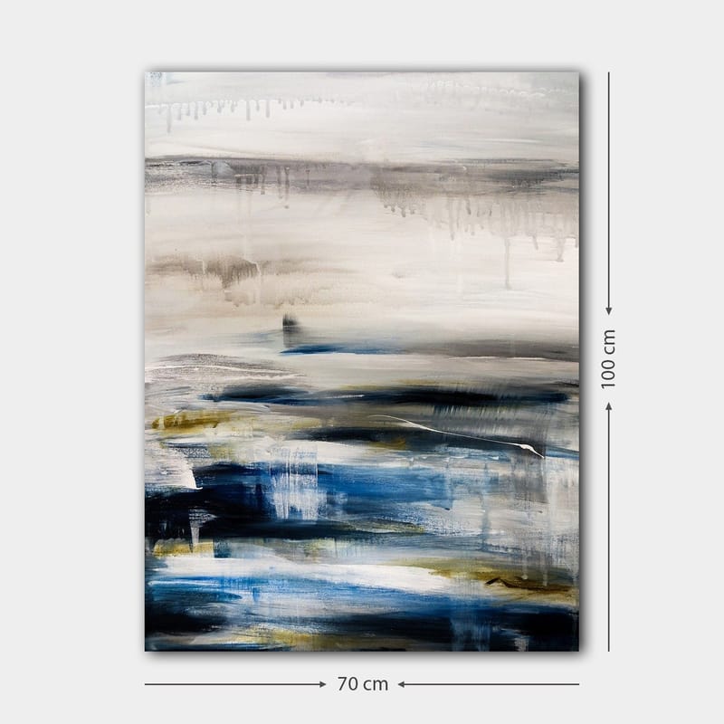 Canvastavla 70x100 cm - Abstrakt landskap med mjuka färgövergångar i blått och grått - Blå / Grå / Beige - Inredning - Tavlor & konst - Canvastavlor