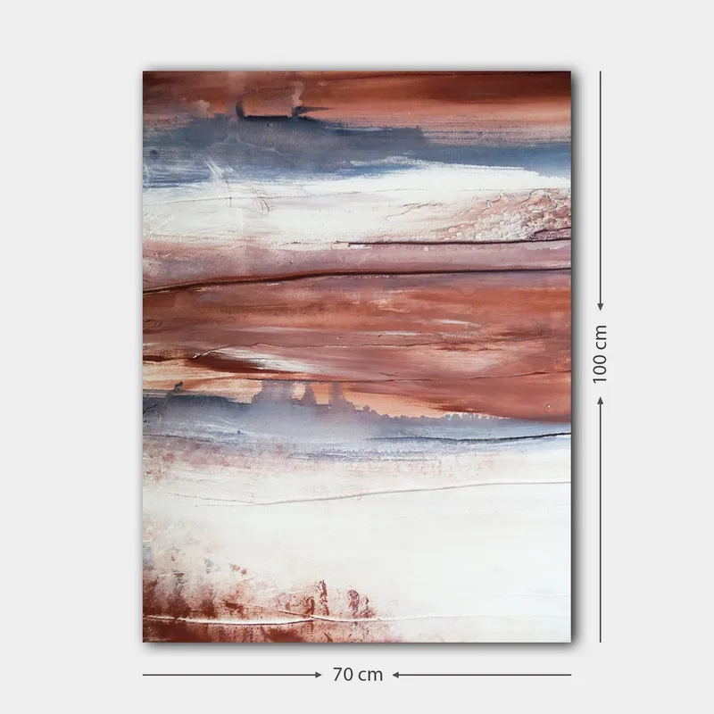 Canvastavla 70x100 cm - Abstrakt landskap med mjuka färgövergångar i jordtoner - Rödbrun / Grå / Vit - Inredning - Tavlor & konst - Canvastavlor