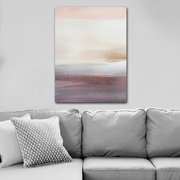 Canvastavla 70x100 cm - Abstrakt landskap med mjuka färgövergångar i pastelltoner - Ljusrosa / Beige / Lila - Inredning - Tavlor & konst - Canvastavlor