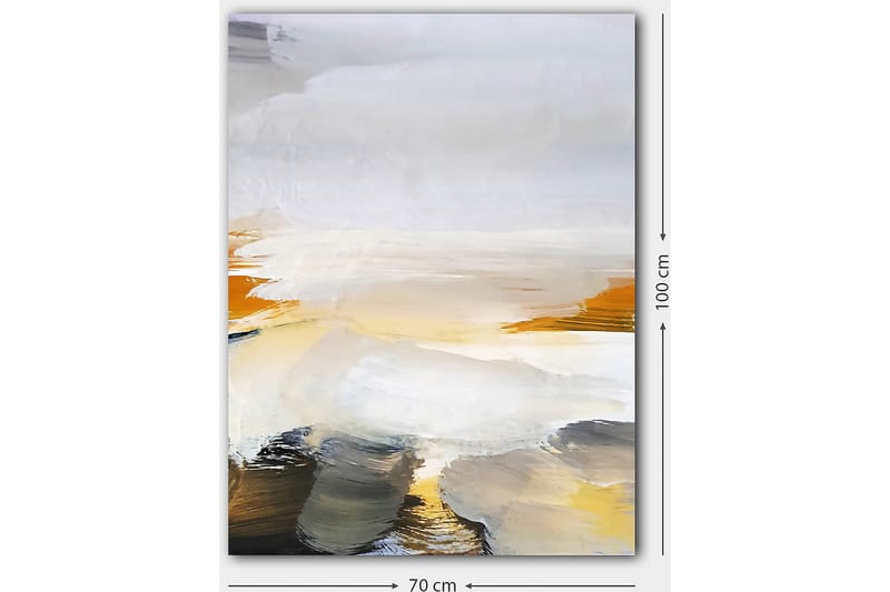 Canvastavla 70x100 cm - Abstrakt landskap med mjuka färgövergångar och ljusa toner - Grå / Vit / Gul - Inredning - Tavlor & konst - Canvastavlor