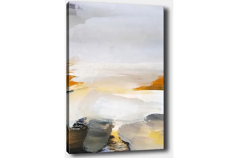 Canvastavla 70x100 cm - Abstrakt landskap med mjuka färgövergångar och ljusa toner - Grå / Vit / Gul - Inredning - Tavlor & konst - Canvastavlor