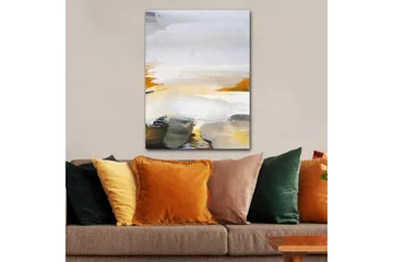 Canvastavla 70x100 cm - Abstrakt landskap med mjuka färgövergångar och ljusa toner - Grå / Vit / Gul - Inredning - Tavlor & konst - Canvastavlor