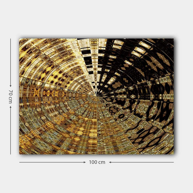 Canvastavla 70x100 cm - Abstrakt mönster med cirkulära former i guld och svart - Guld / Svart - Inredning - Tavlor & konst - Canvastavlor