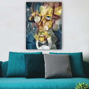 Canvastavla 70x100 cm - Abstrakt porträtt av en man med en elegant kostym och en uttrycksfull blick - Guld / Blå / Beige - Inredning - Tavlor & konst - Canvastavlor