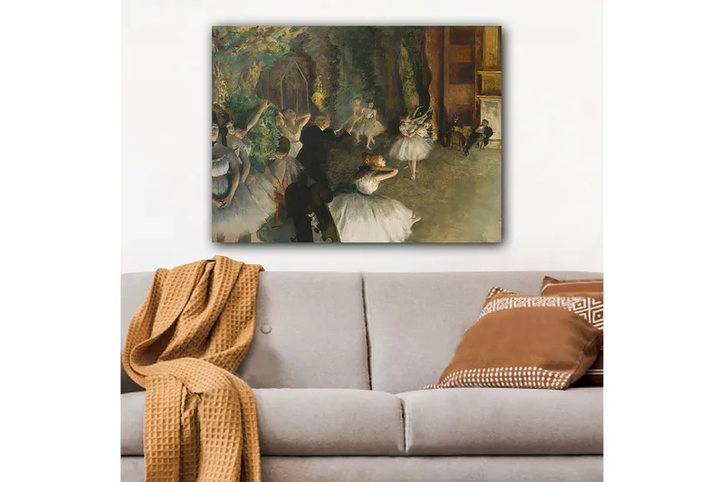 Canvastavla 70x100 cm - Balettföreställning med dansande ballerinas i fokus - Vit / Grön / Brun - Inredning - Tavlor & konst - Canvastavlor