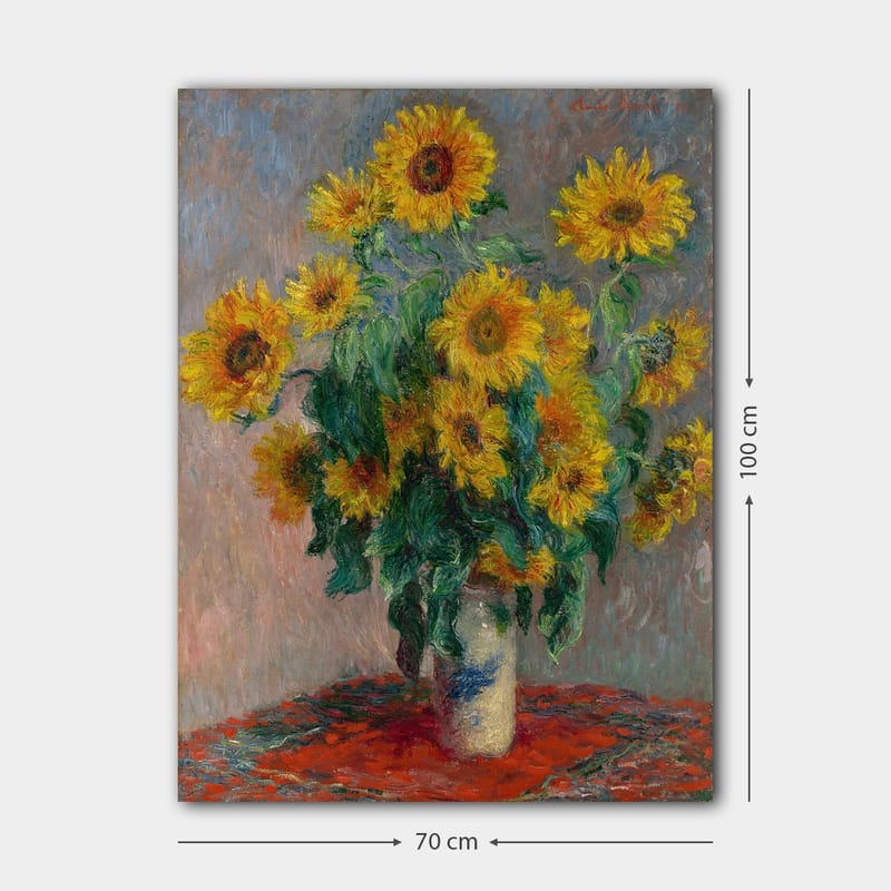 Canvastavla 70x100 cm - Bukett med solrosor i en vas - Gult / Grönt / Rött - Inredning - Tavlor & konst - Canvastavlor