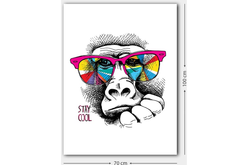 Canvastavla 70x100 cm - Cool gorilla med färgglada solglasögon som uttrycker en avslappnad attityd - Rosa / Gul / Blå - Inredning - Tavlor & konst - Canvastavlor