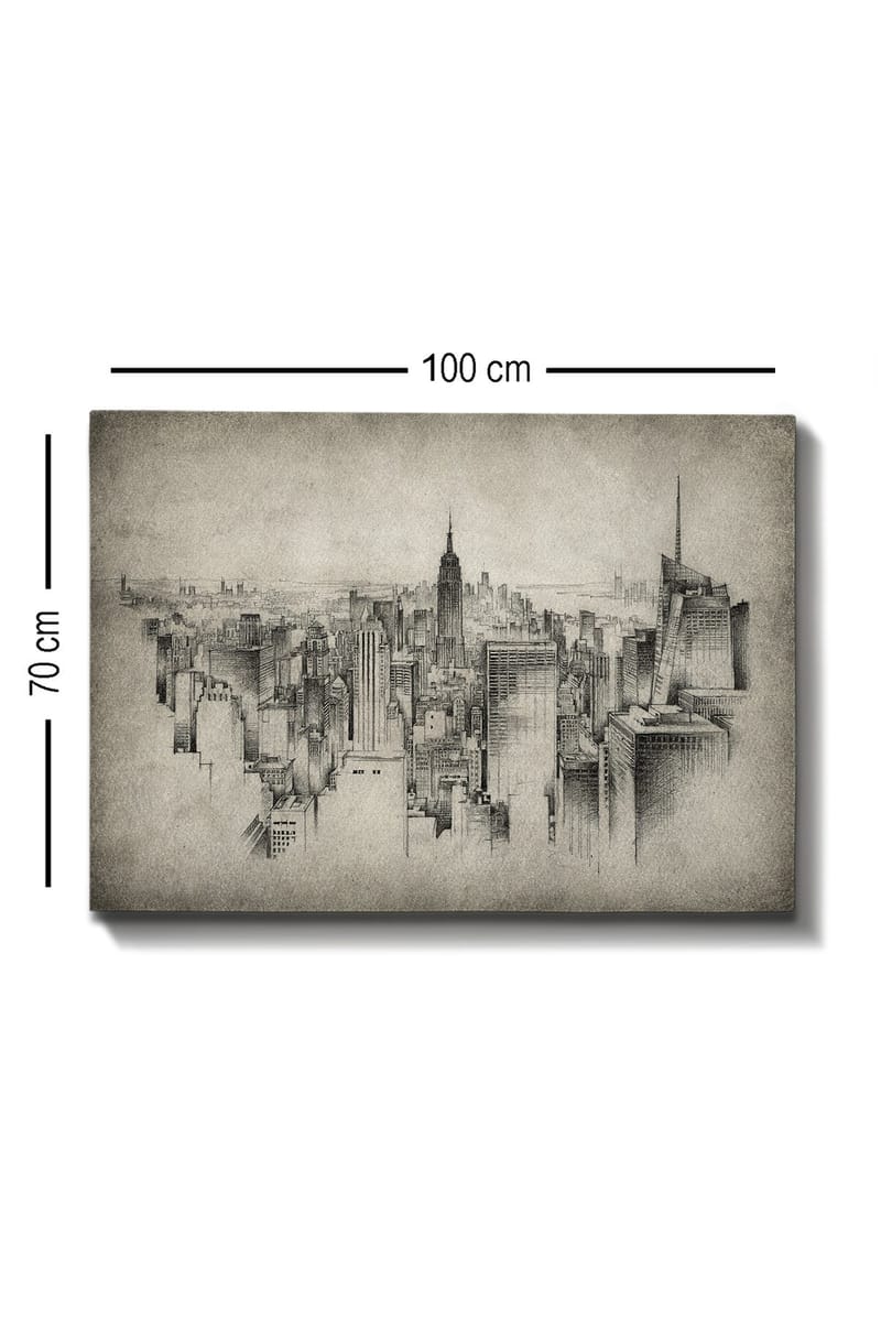Canvastavla 70x100 cm - Detaljrik vy av en stadssilhuett med fokus på ikoniska skyskrapor - Grå / Svart - Inredning - Tavlor & konst - Canvastavlor