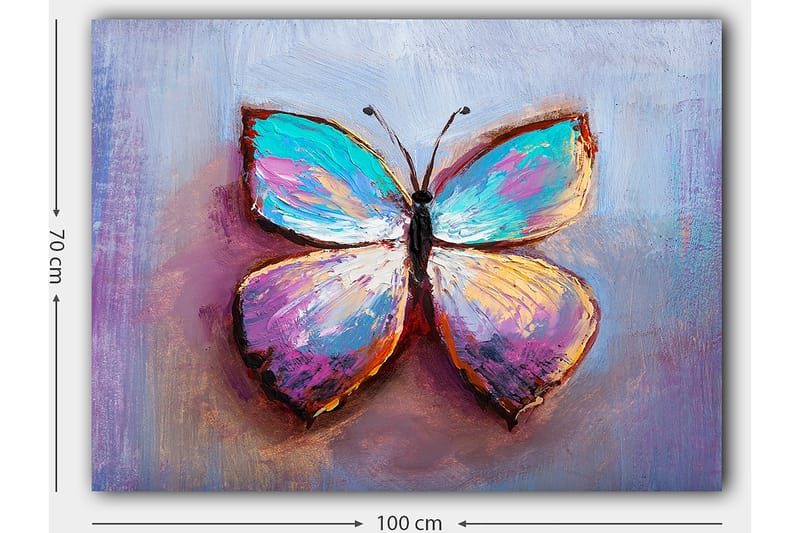 Canvastavla 70x100 cm - Färgglad fjäril med vackra mönster - Turkos / Lila / Orange - Inredning - Tavlor & konst - Canvastavlor