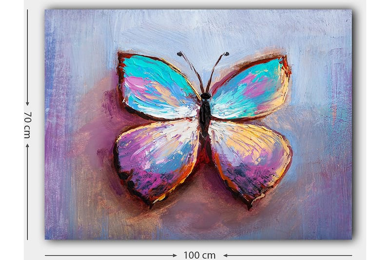Canvastavla 70x100 cm - Färgglad fjäril med vackra mönster - Turkos / Lila / Orange - Inredning - Tavlor & konst - Canvastavlor