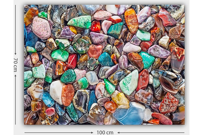 Canvastavla 70x100 cm - Färgglad samling av slipade stenar och ädelstenar - Grön / Röd / Lila - Inredning - Tavlor & konst - Canvastavlor