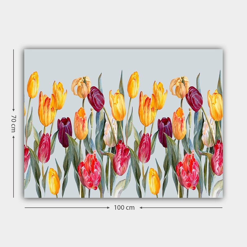 Canvastavla 70x100 cm - Färgglad samling av tulpaner i olika nyanser - Gul / Röd / Lila - Inredning - Tavlor & konst - Canvastavlor