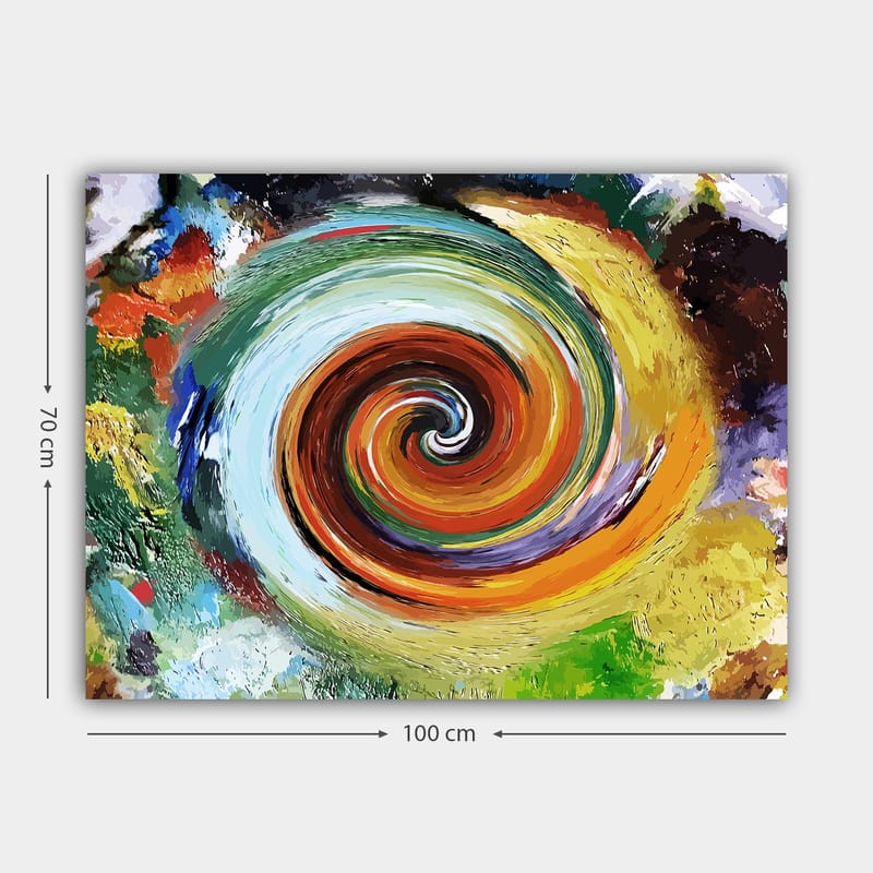 Canvastavla 70x100 cm - Färgglad virvel som skapar en känsla av rörelse och dynamik - Grön / Orange / Röd - Inredning - Tavlor & konst - Canvastavlor