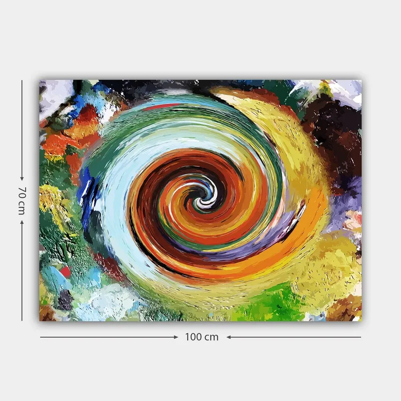 Canvastavla 70x100 cm - Färgglad virvel som skapar en känsla av rörelse och dynamik - Grön / Orange / Röd - Inredning - Tavlor & konst - Canvastavlor