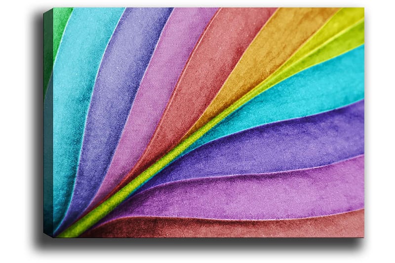 Canvastavla 70x100 cm - Färgglada, böljande blad i olika nyanser som skapar en dynamisk och livfull komposition - Turkos / Lila / Grön - Inredning - Tavlor & konst - Canvastavlor