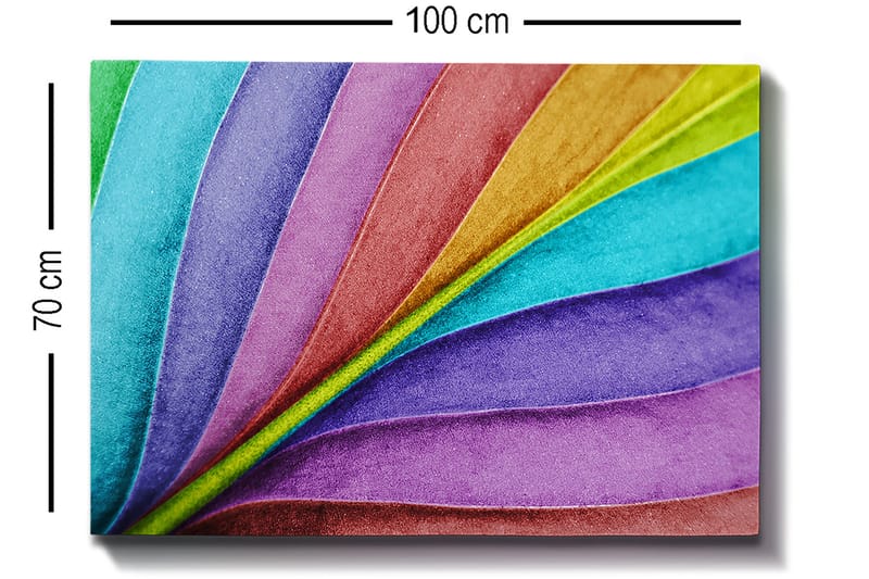 Canvastavla 70x100 cm - Färgglada, böljande blad i olika nyanser som skapar en dynamisk och livfull komposition - Turkos / Lila / Grön - Inredning - Tavlor & konst - Canvastavlor