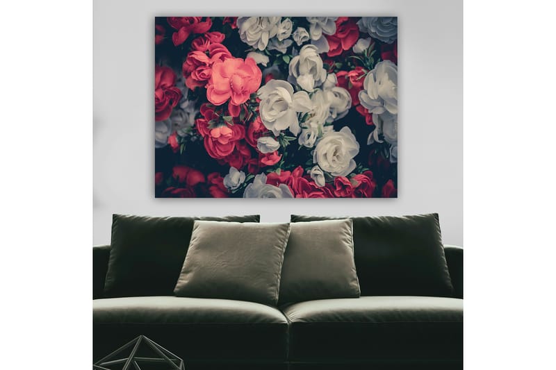 Canvastavla 70x100 cm - Färgglada blommor i röd och vit nyans - Röd / Vit - Inredning - Tavlor & konst - Canvastavlor